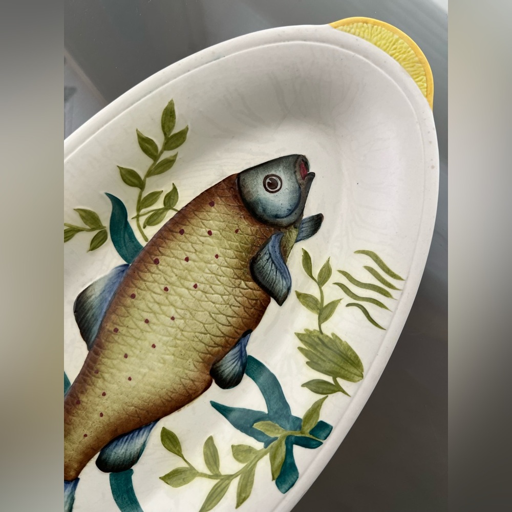 🐠Vintage 50s Fish Oval Handpainted Serving Dish Platter | E. Radford England - Picture 12 of 17